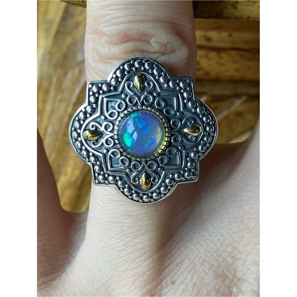 Natural Ethiopian Opal Sterling Silver Ring Size 7